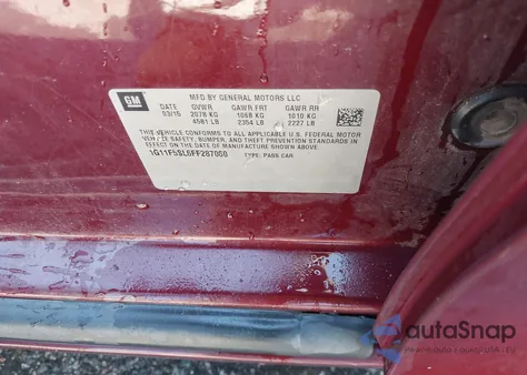 2015 Chevrolet Malibu 1Lz from USA, damaged, VIN 1G11F5SL6FF287060